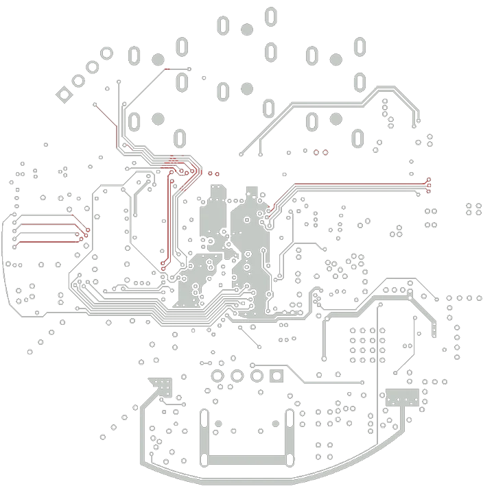 Inner copper layer in v1, with the copper that was later removed in red