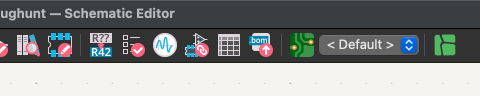 Right-hand portion of the Schematic Editor’s top toolbar, with the BoardRepo button after the toolbar preset selector.